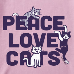 Women's Al Peace Love Cats Short Sleeve Crusher Tee