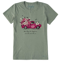 Women's Keys to Happiness Floral Pickup Short Sleeve Tee