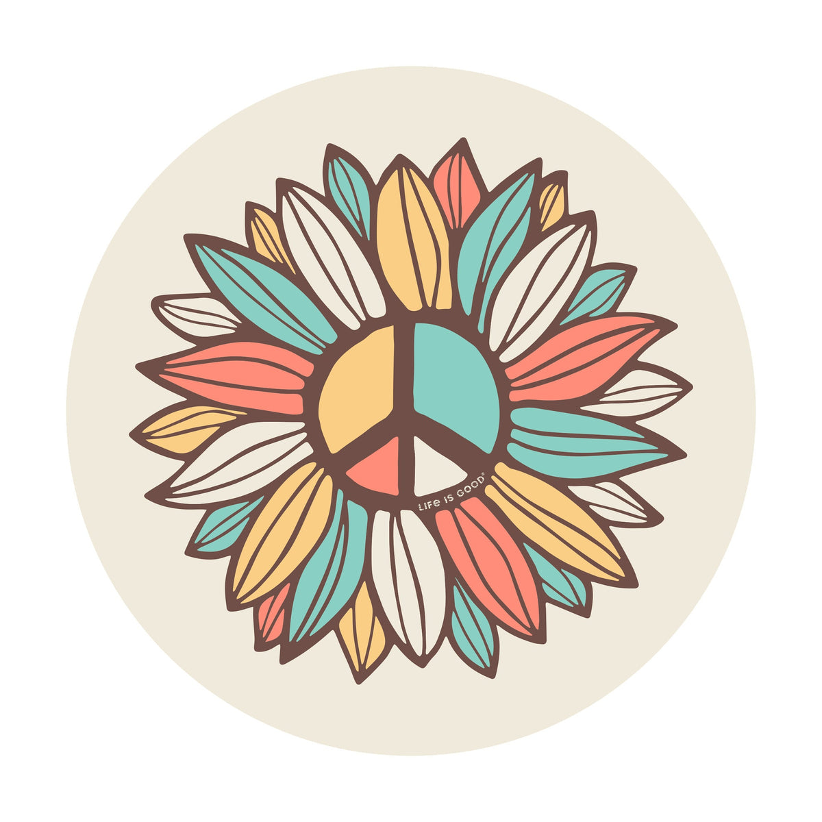 Peace Sign Flower 4" Circle Sticker