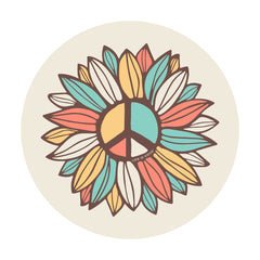 Peace Sign Flower 4" Circle Sticker