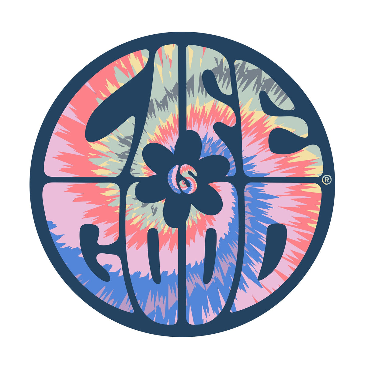 Daisy Circle Tie Dye 4" Circle Sticker