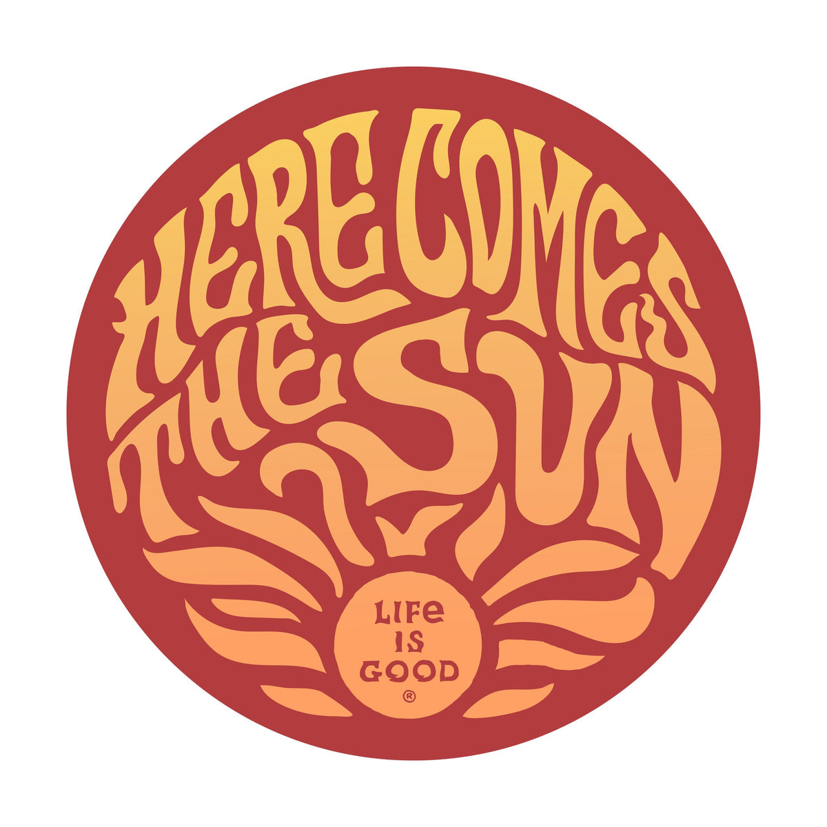 Trippy Here Comes the Sun 4" Circle Sticker