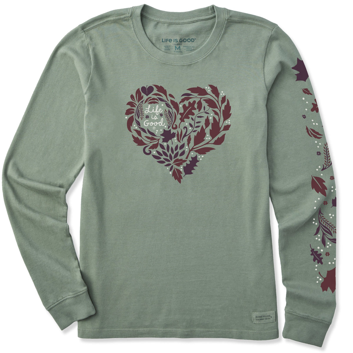 Women's Fall Leafy Heart Long Sleeve Crusher Tee