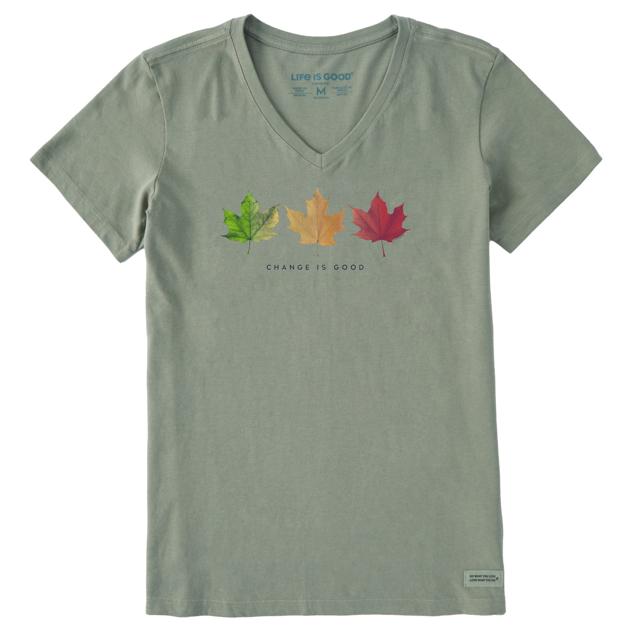 Women's Change is Good 3 Leaves Short Sleeve Crusher Vee