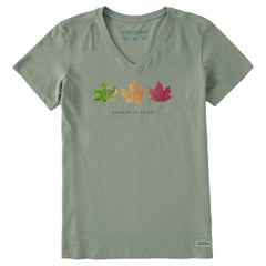 Women's Change is Good 3 Leaves Short Sleeve Crusher Vee