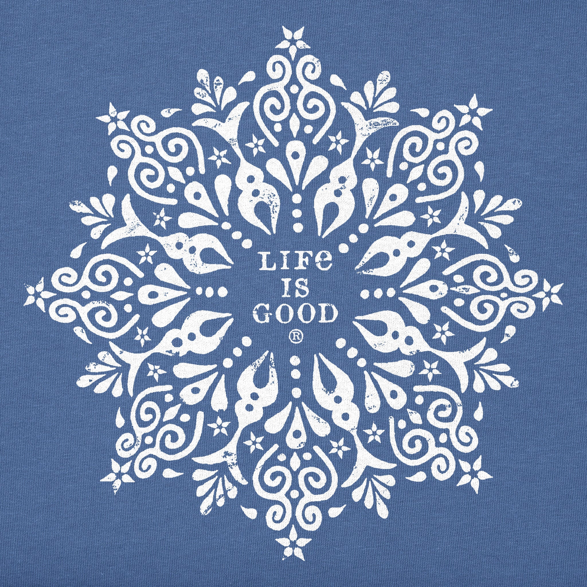 Women's Antique Snowflake Mandala Long Sleeve Crusher Vee