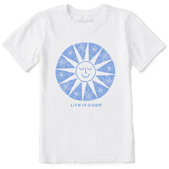 Kids Woodcut Smiling Sun Short Sleeve Crusher Tee