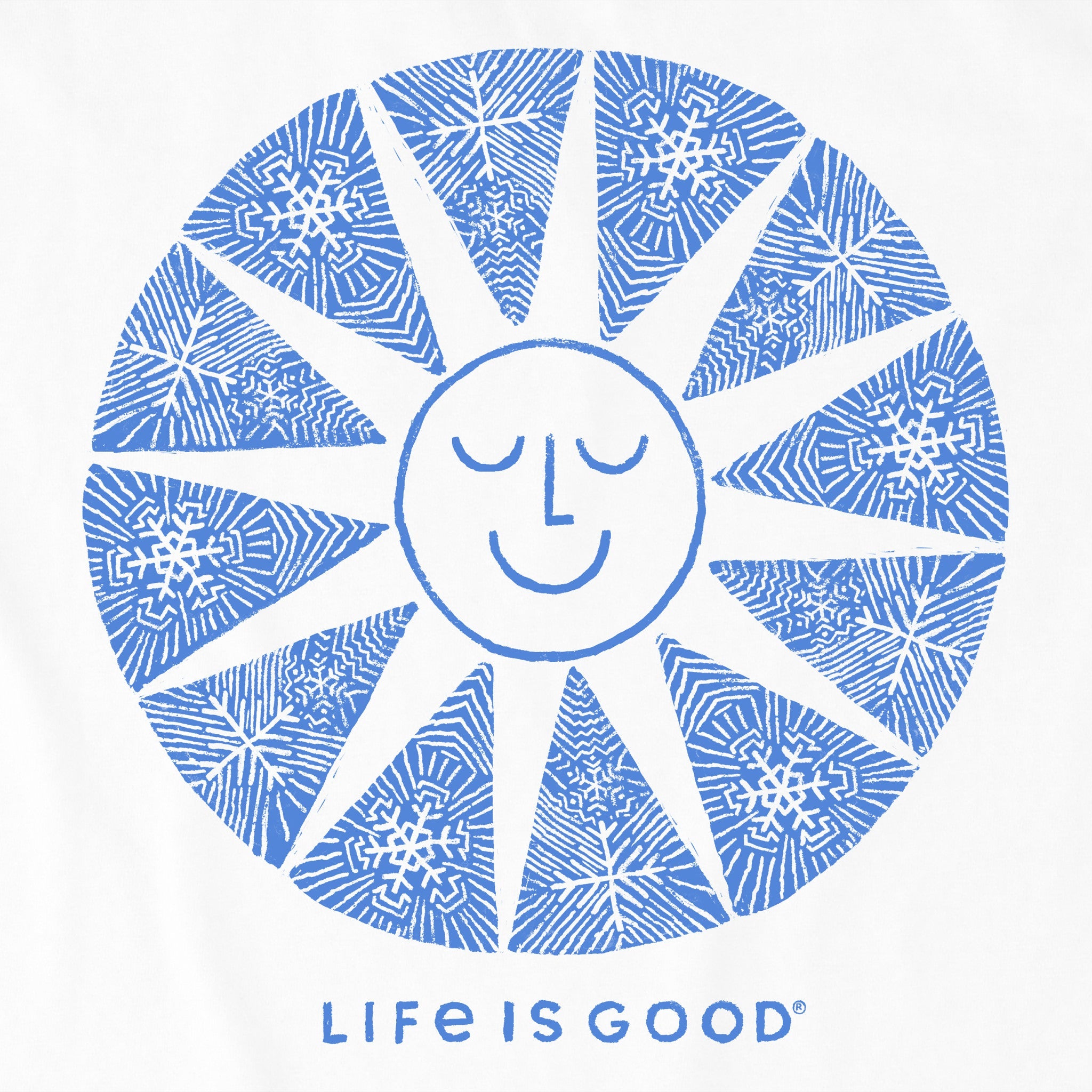 Kids Woodcut Smiling Sun Short Sleeve Crusher Tee