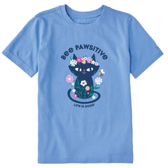 Kids Bee Pawsitive Flower Crown Kitty Short Sleeve Crusher Tee