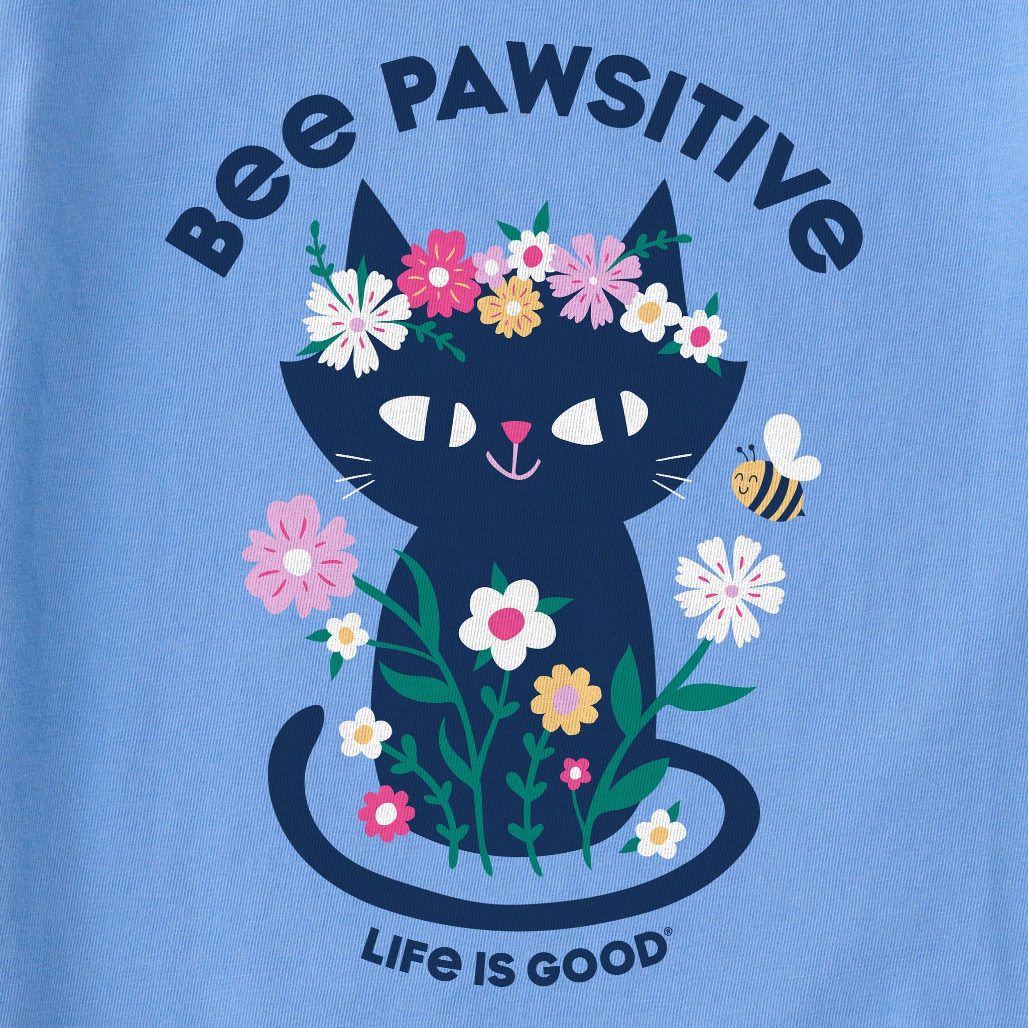 Kids Bee Pawsitive Flower Crown Kitty Short Sleeve Crusher Tee