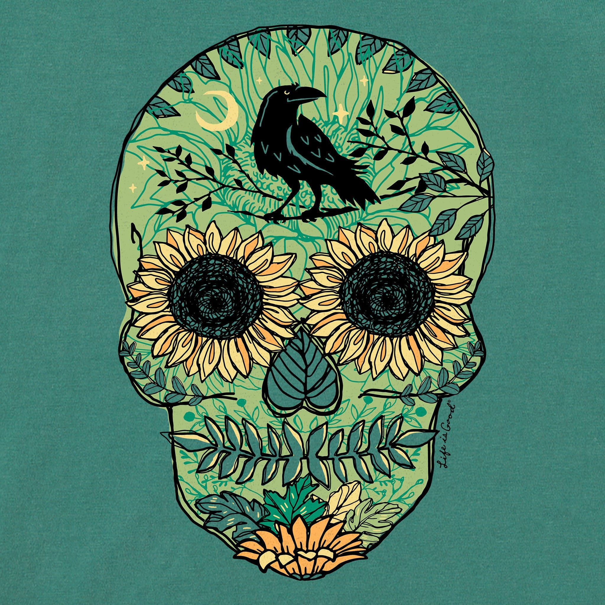 Men's Sunflower Skull Short Sleeve Crusher Tee