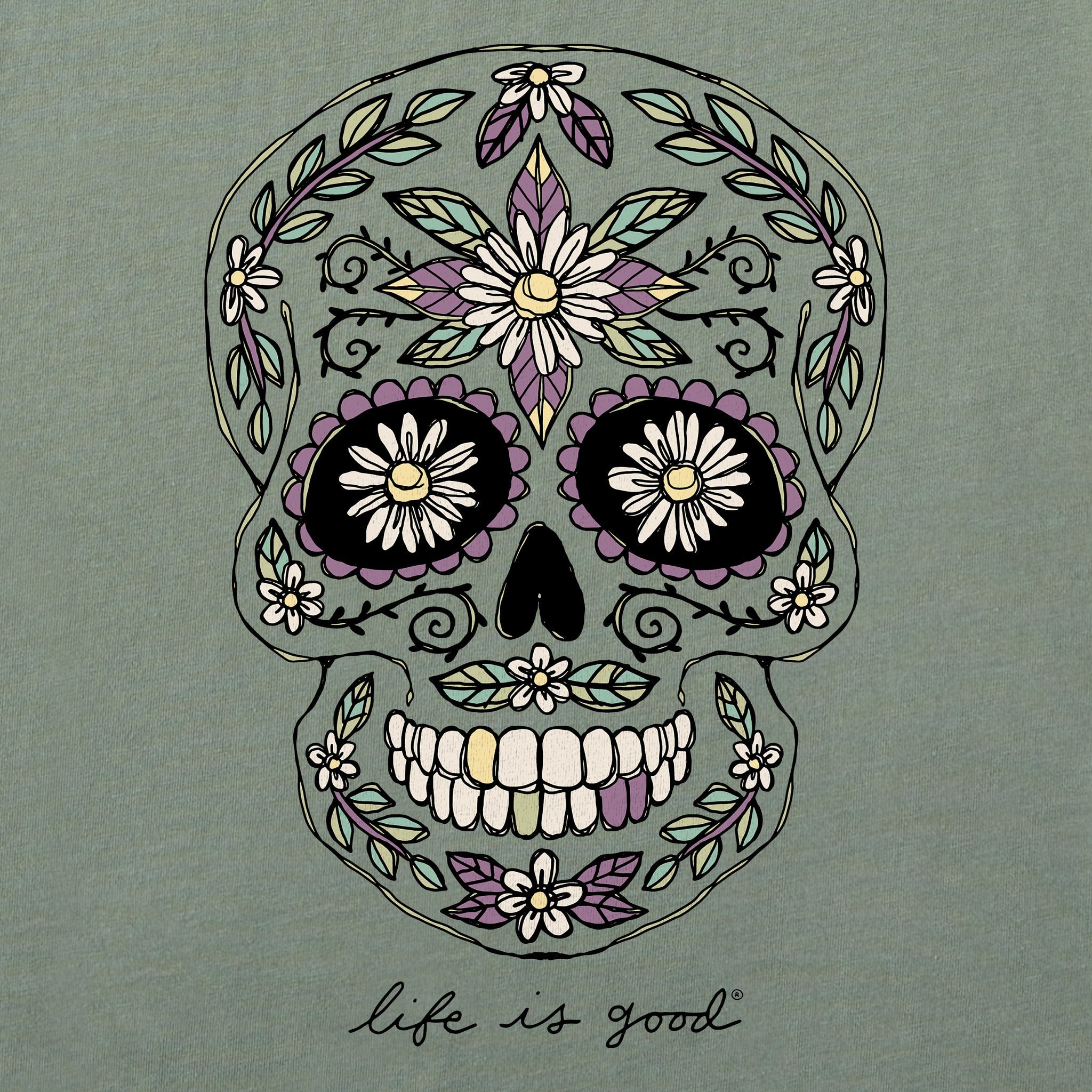 Women's Daisy Skull Long Sleeve Crusher Tee