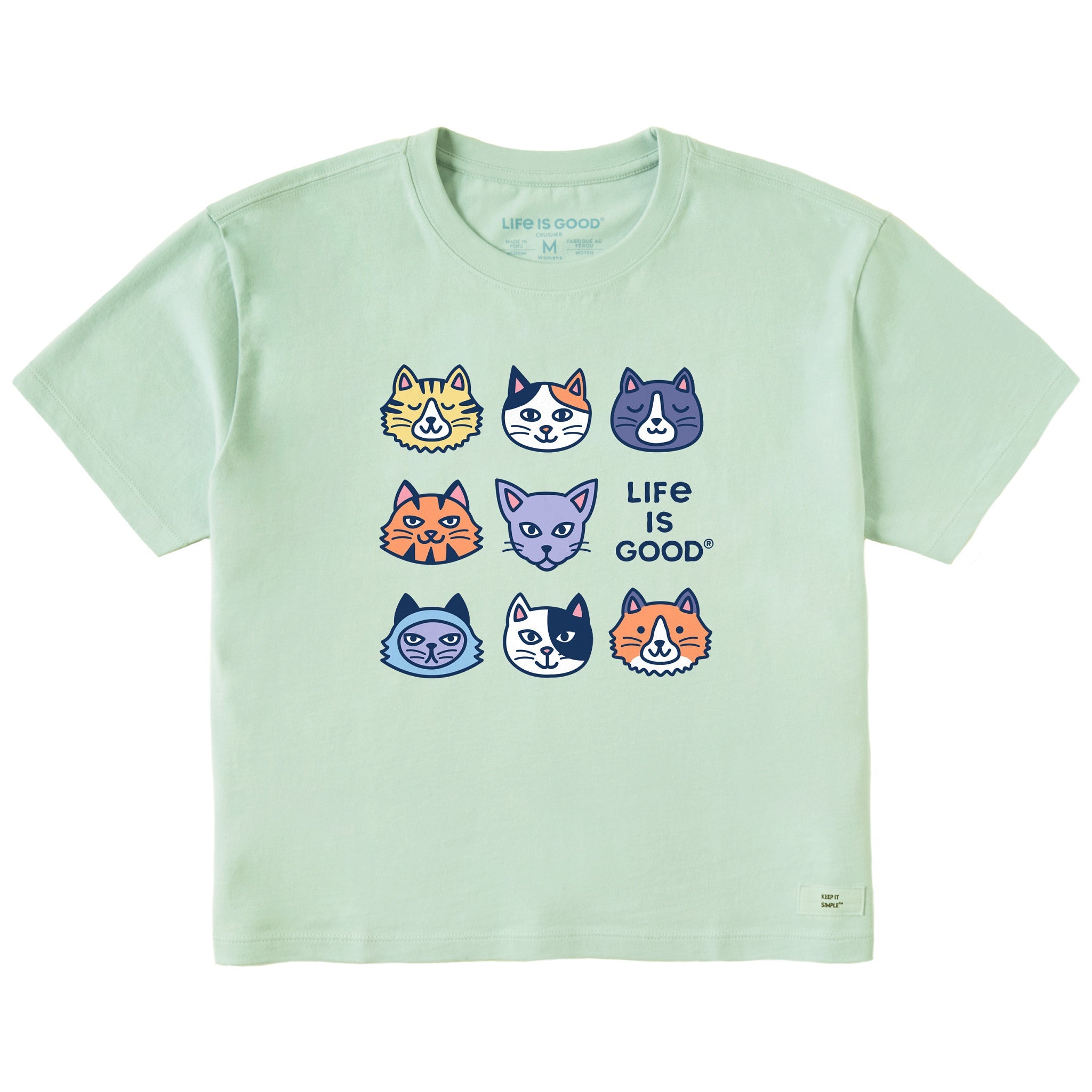 Women's Cute Cats Short Sleeve Crusher Boxy Tee