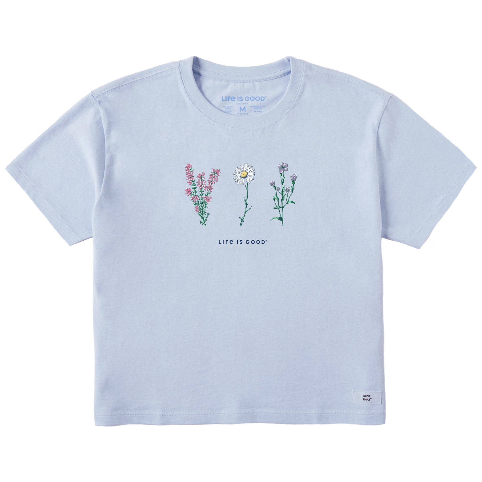 Women's Detailed Wildflowers Short Sleeve Crusher Boxy Tee