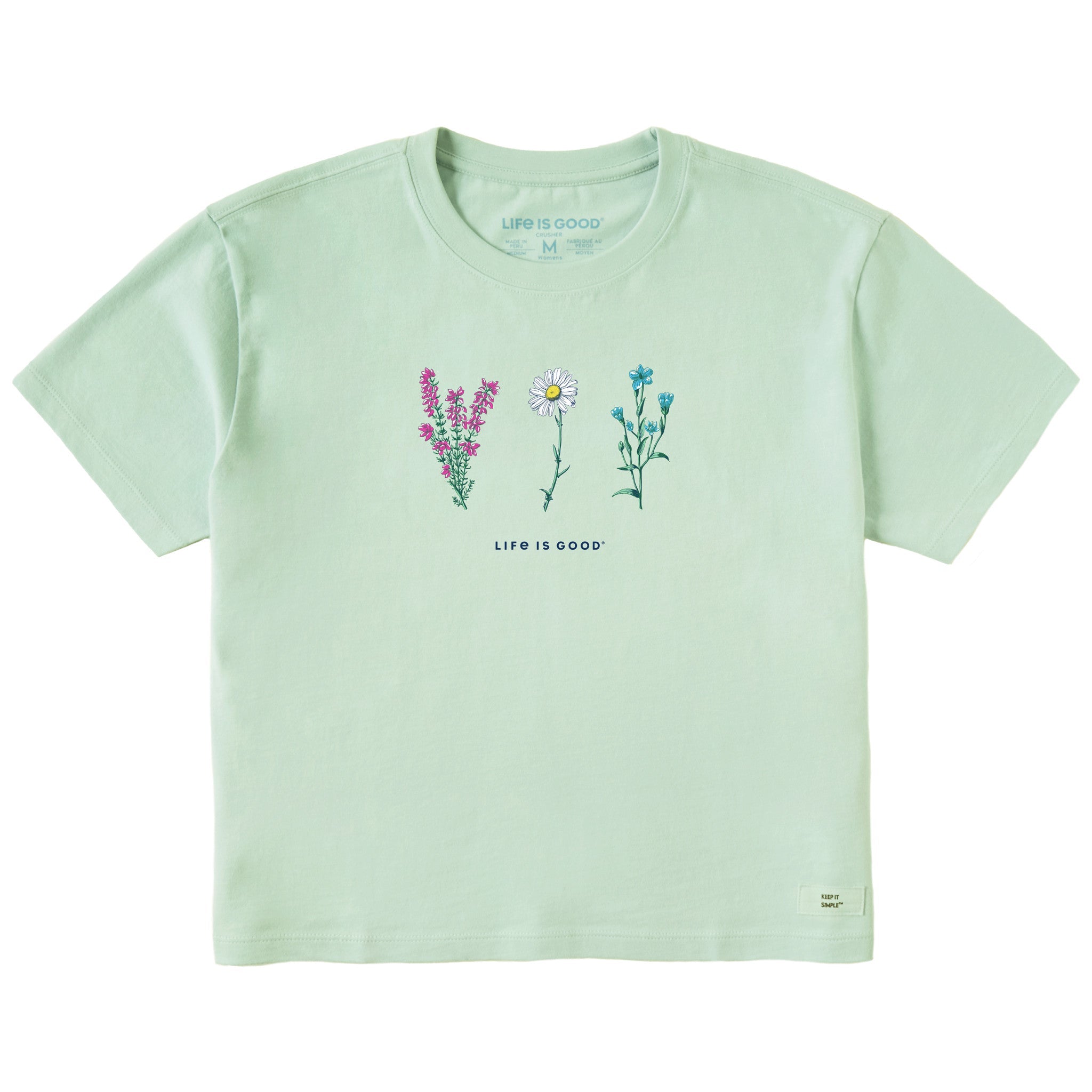 Women's Detailed Wildflowers Short Sleeve Crusher Boxy Tee