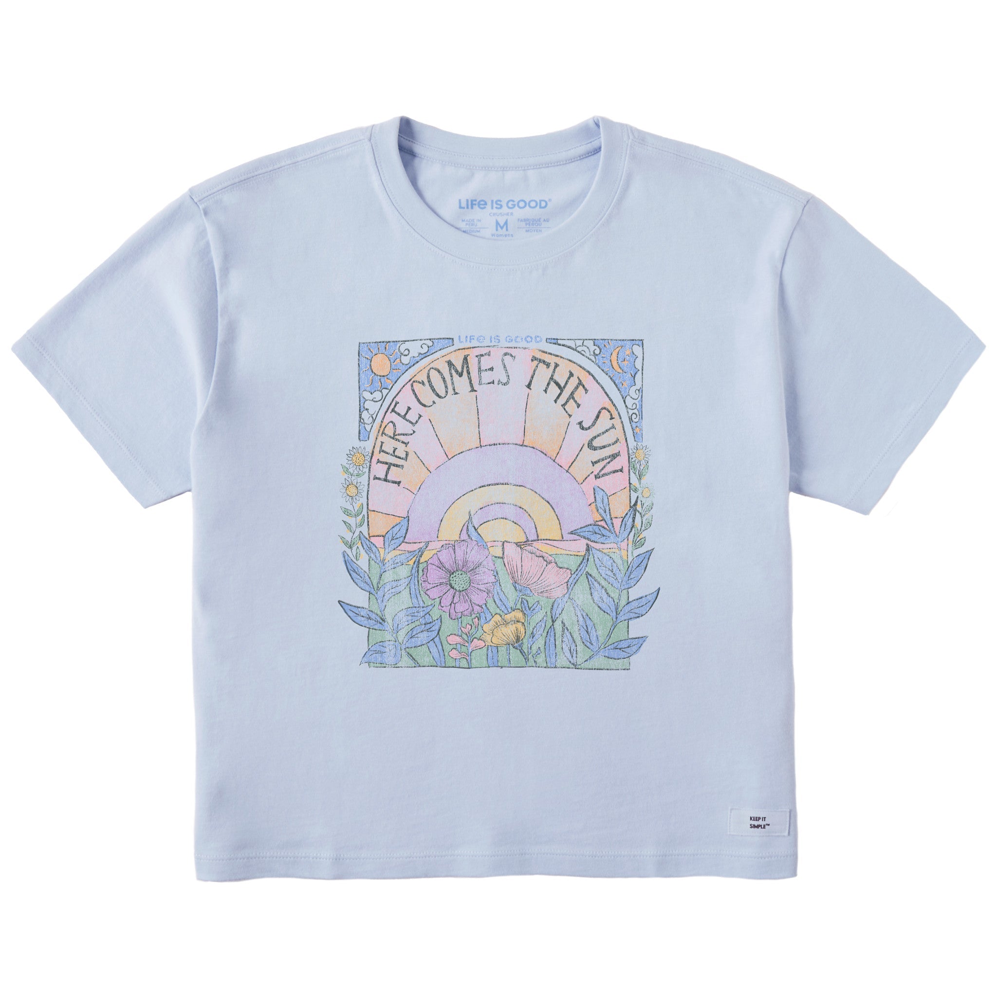 Women's Here Comes The Sun Hippie Short Sleeve Crusher Boxy Tee
