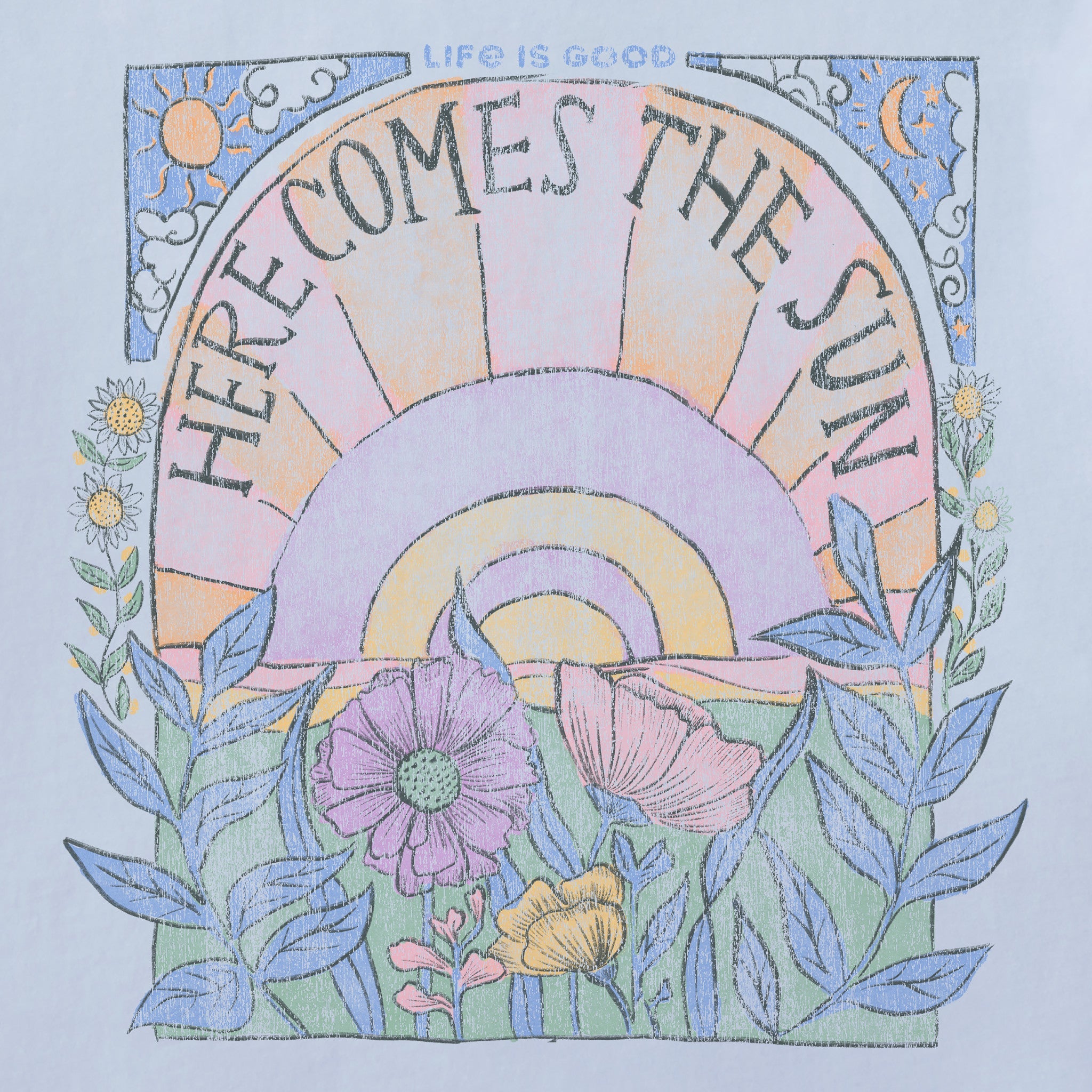 Women's Here Comes The Sun Hippie Short Sleeve Crusher Boxy Tee