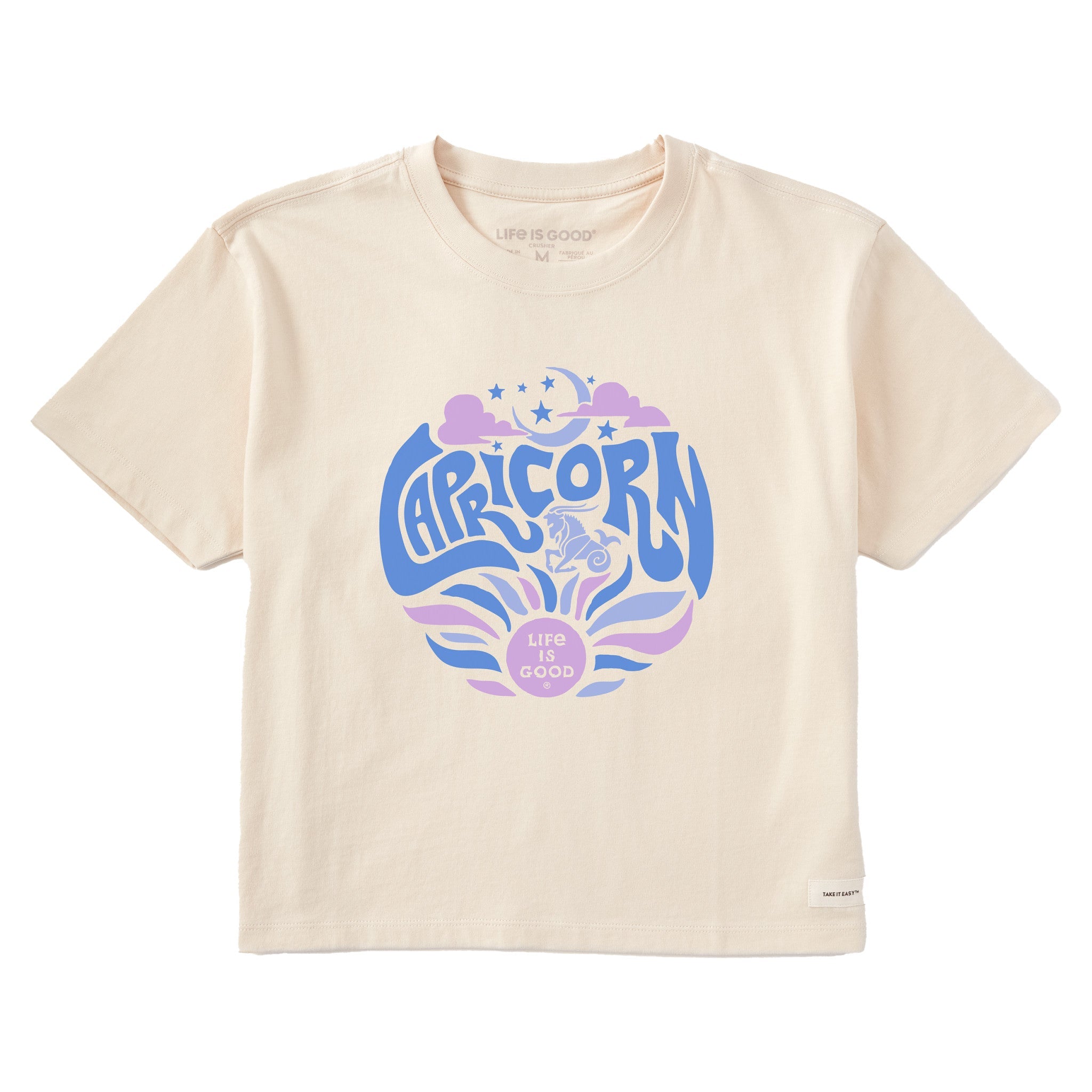 Women's Capricorn Zodiac Vibes Short Sleeve Crusher Boxy Tee