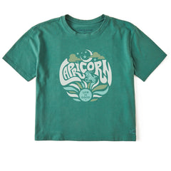 Women's Capricorn Zodiac Vibes Short Sleeve Crusher Boxy Tee