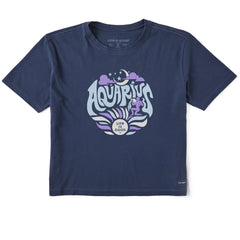 Women's Aquarius Zodiac Vibes Short Sleeve Crusher Boxy Tee