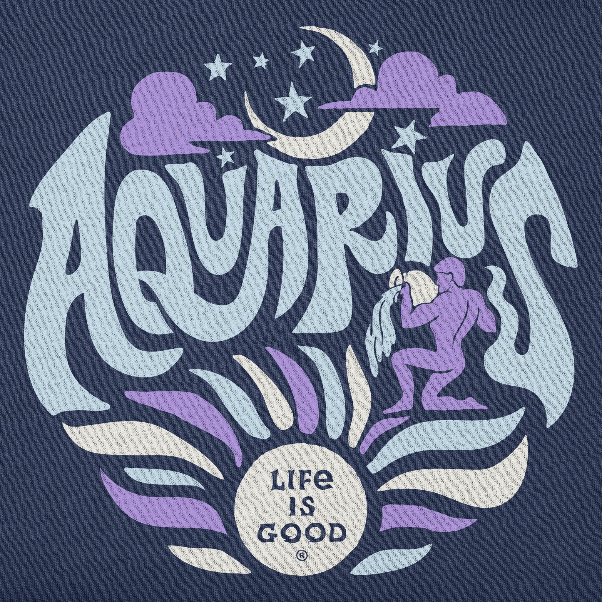 Women's Aquarius Zodiac Vibes Short Sleeve Crusher Boxy Tee
