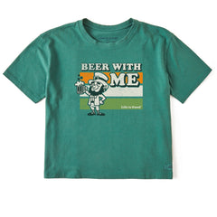 Women's Leprechaun Beer with Me Short Sleeve Crusher Boxy Tee