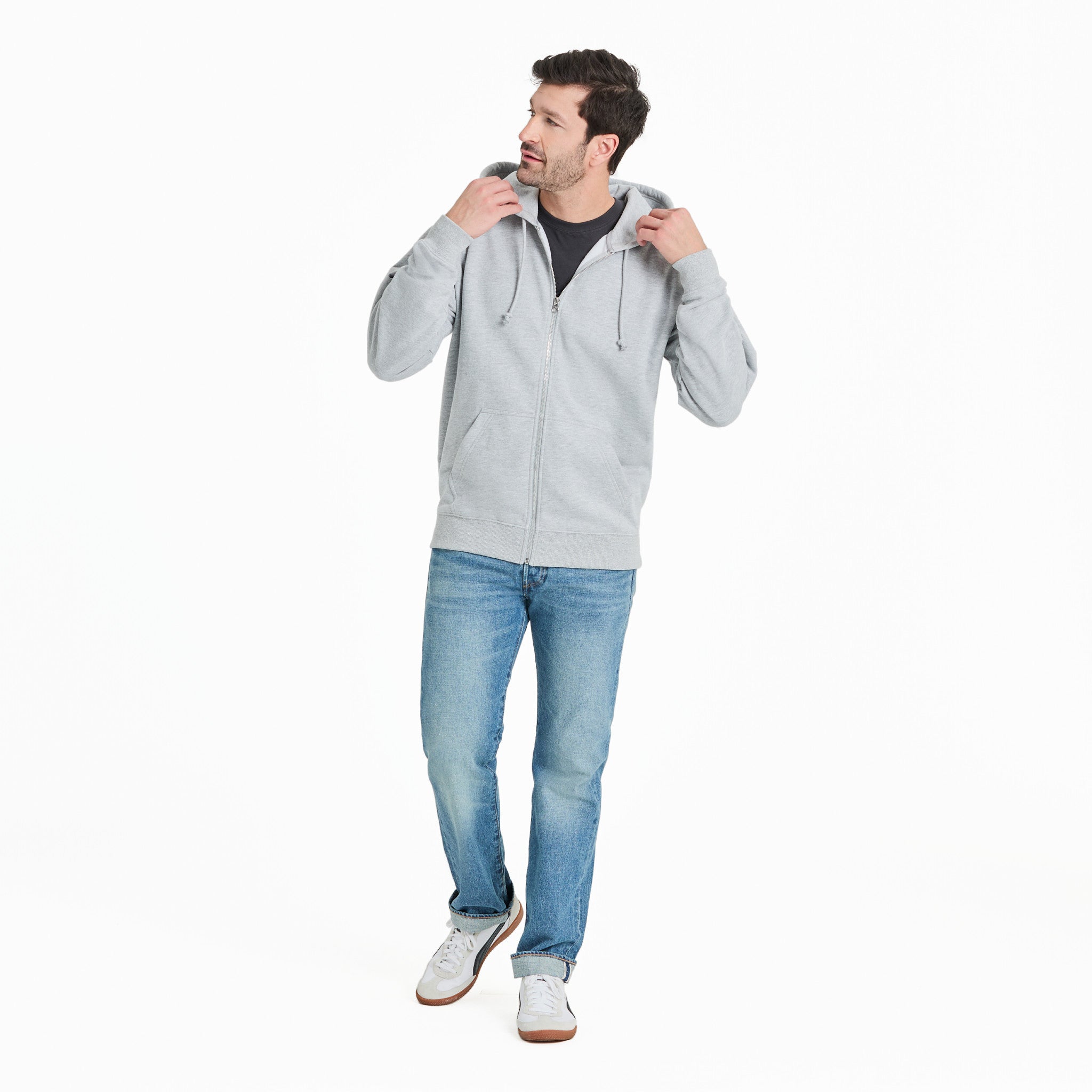 Men's Solid Good Vibes Fleece Zip Hoodie