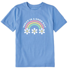 Kids Today is a Good Day Daisy Rainbow Short Sleeve Crusher Tee