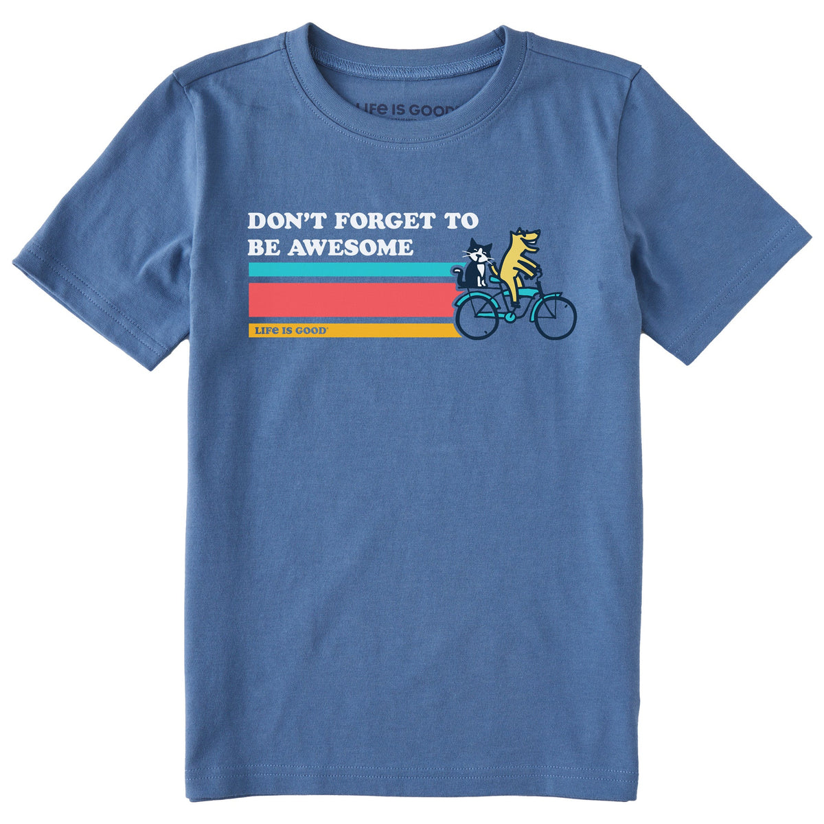 Kids Don't Forget to Be Awesome Bike Short Sleeve Crusher Tee