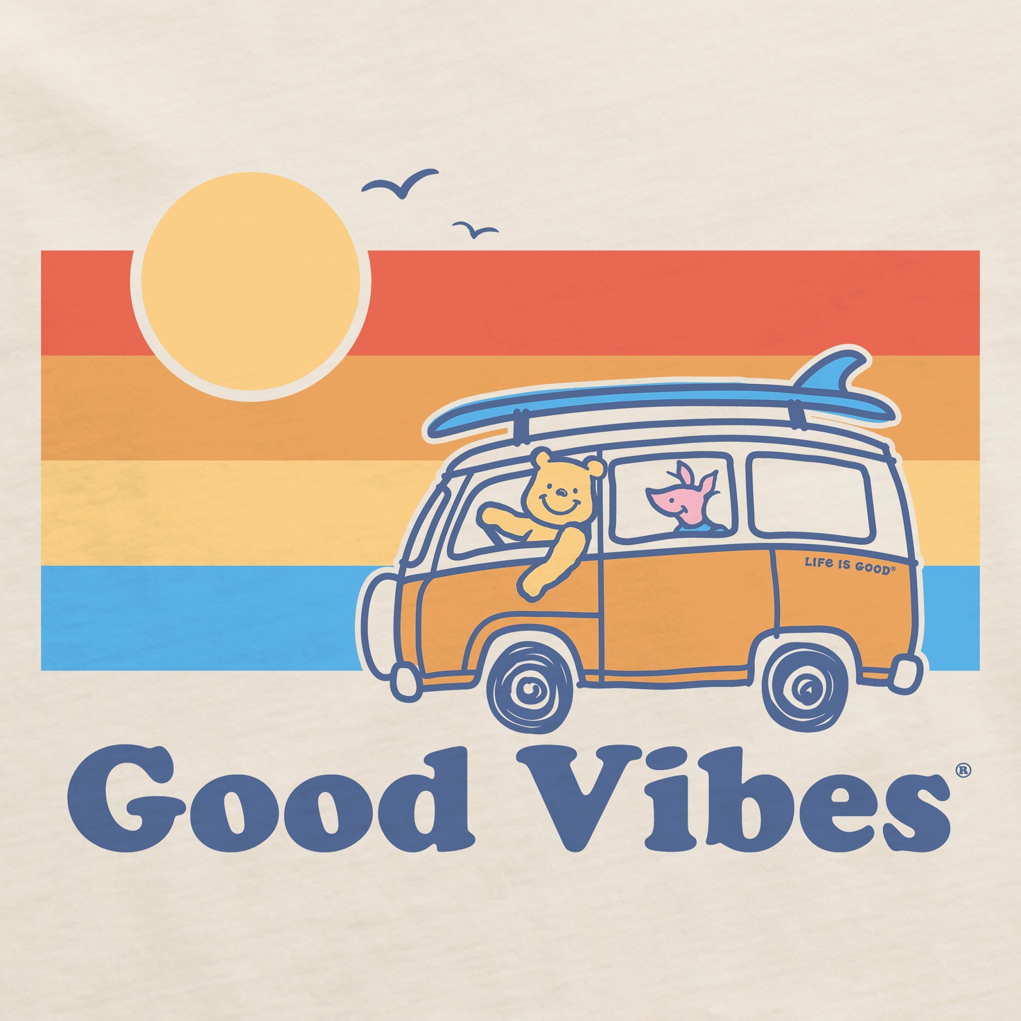 Women's Good Vibes Winnie & P Van Short Sleeve Crusher Boxy Tee