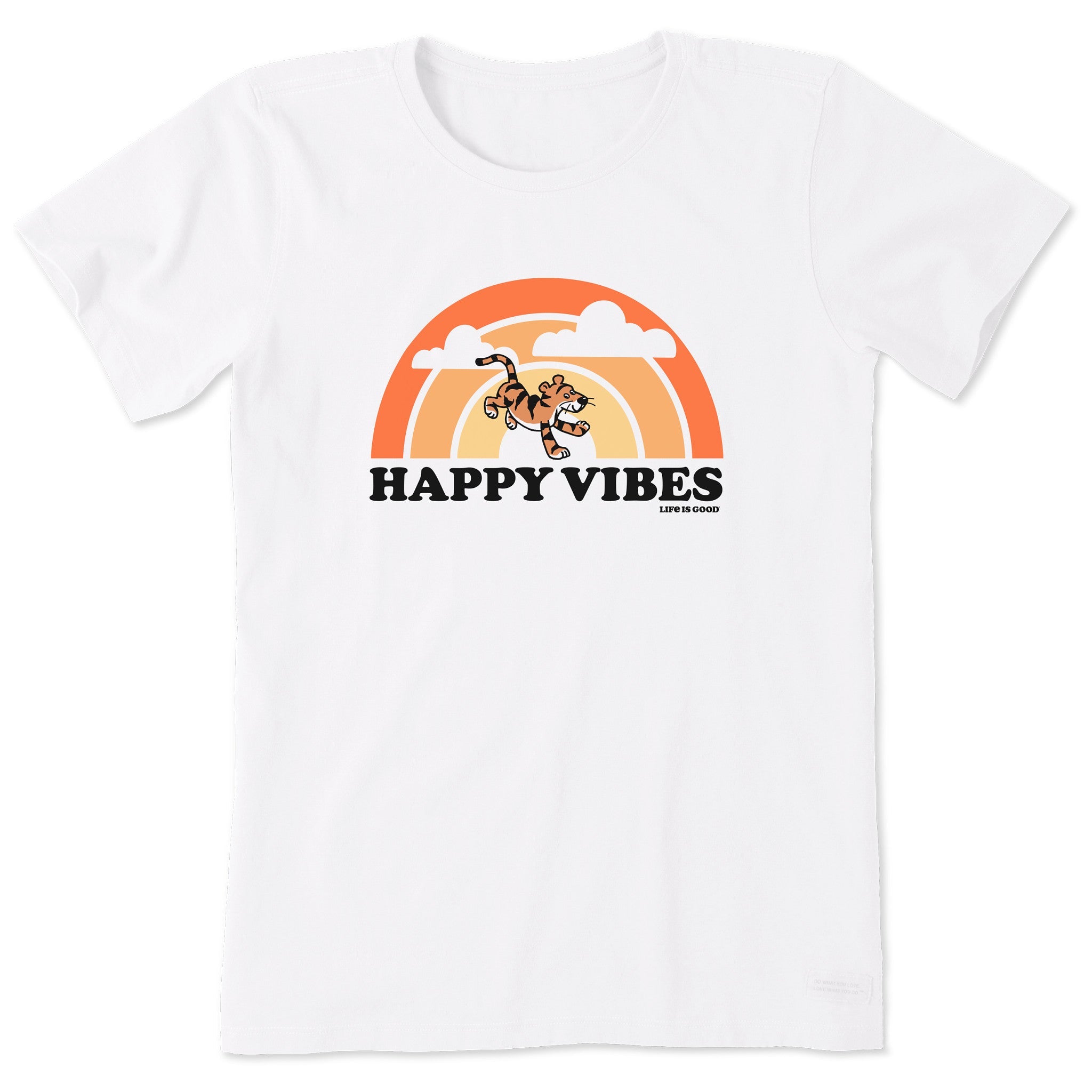 Women's Happy Vibes Tiger Stripe Rainbow Short Sleeve Tee