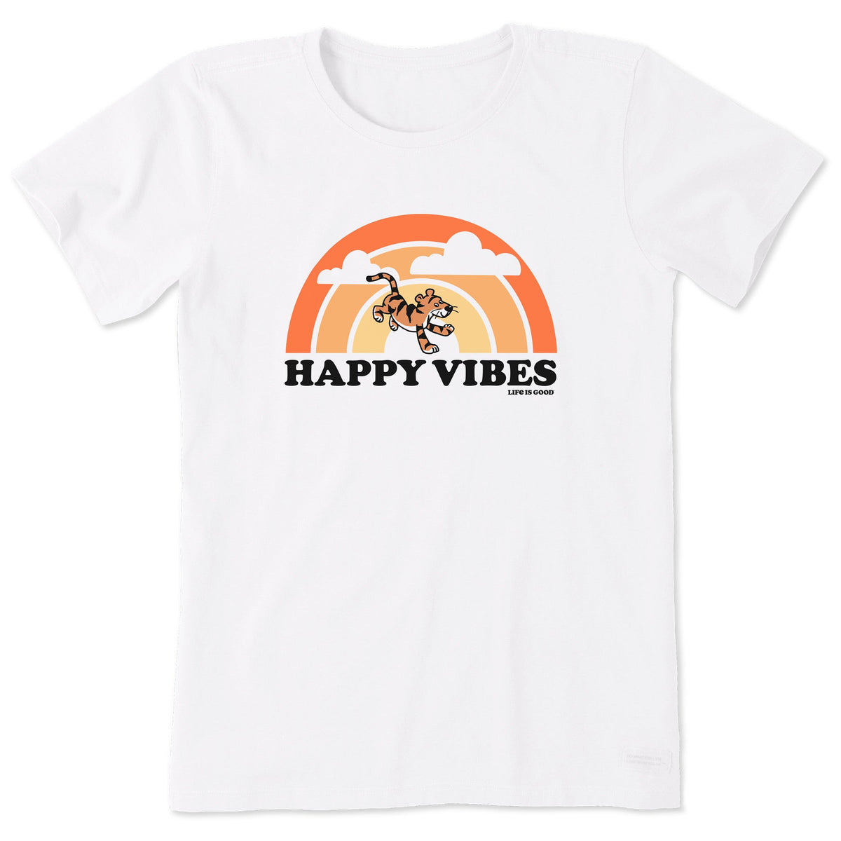 Women's Happy Vibes Tiger Stripe Rainbow Short Sleeve Tee