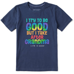 Kids Tie Dye Good Grandma Short Sleeve Crusher Tee