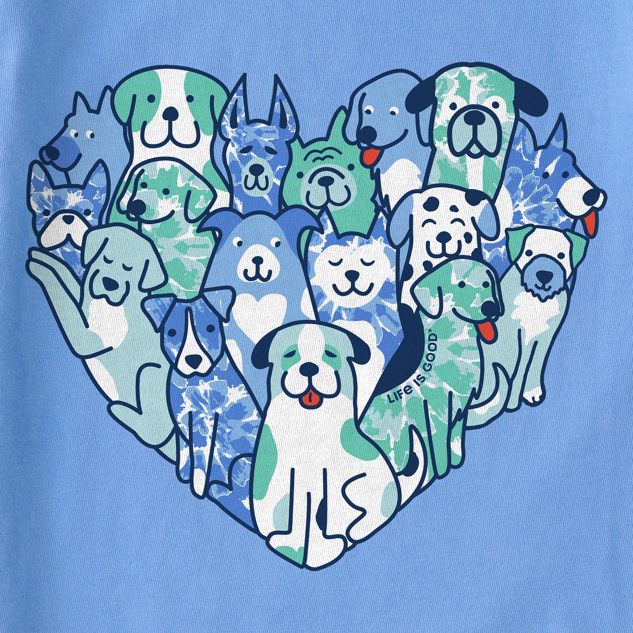Kids Tie Dye Heart of Dogs Short Sleeve Crusher Tee