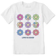 Kids Tie Dye Smile Daisies Short Sleeve Crusher Tee