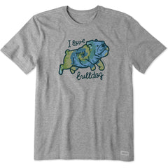 Men's Tie Dye I Love My Bulldog Short Sleeve Tee