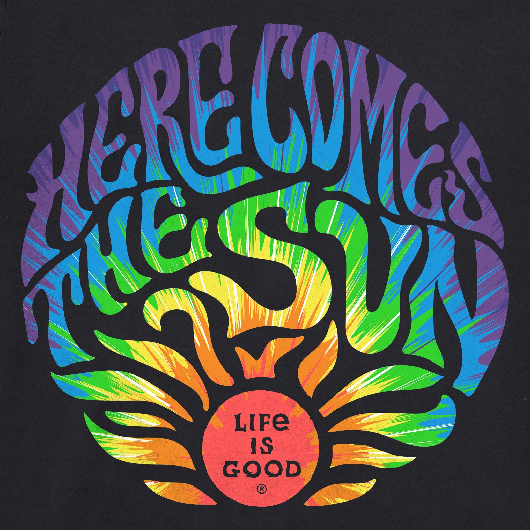 Men's Tie Dye Here Comes the Sun Short Sleeve Tee