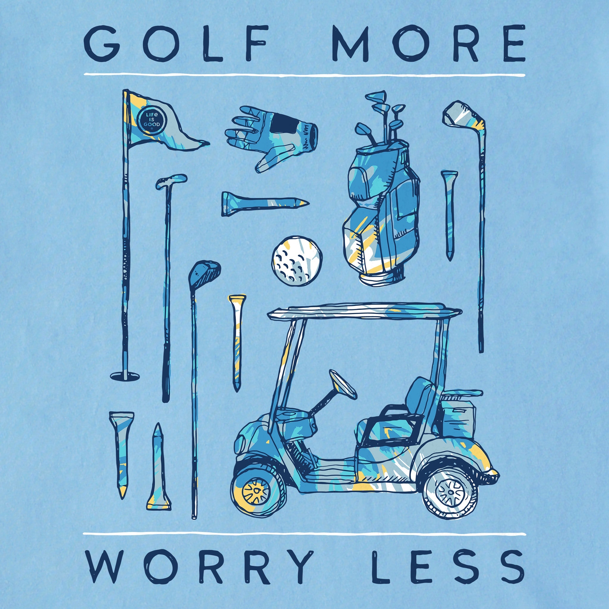 Men's Tie Dye Golf More Worry Less Short Sleeve Tee