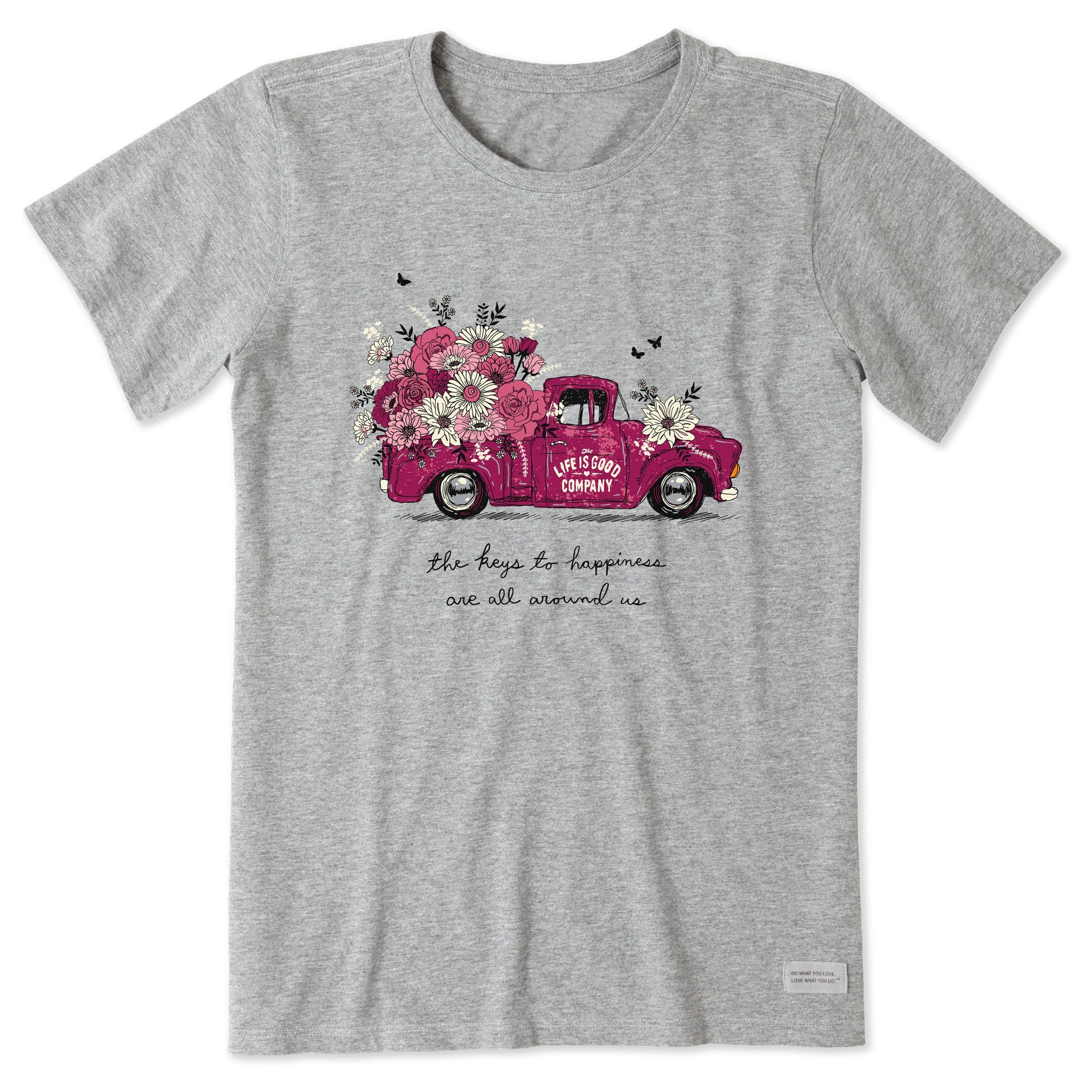 Women's Keys to Happiness Floral Pickup Short Sleeve Tee