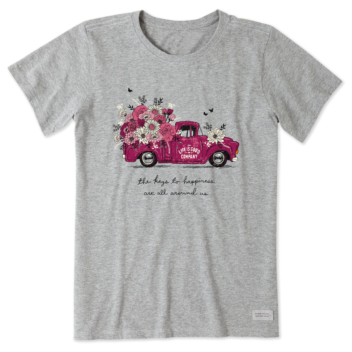 Women's Keys to Happiness Floral Pickup Short Sleeve Tee