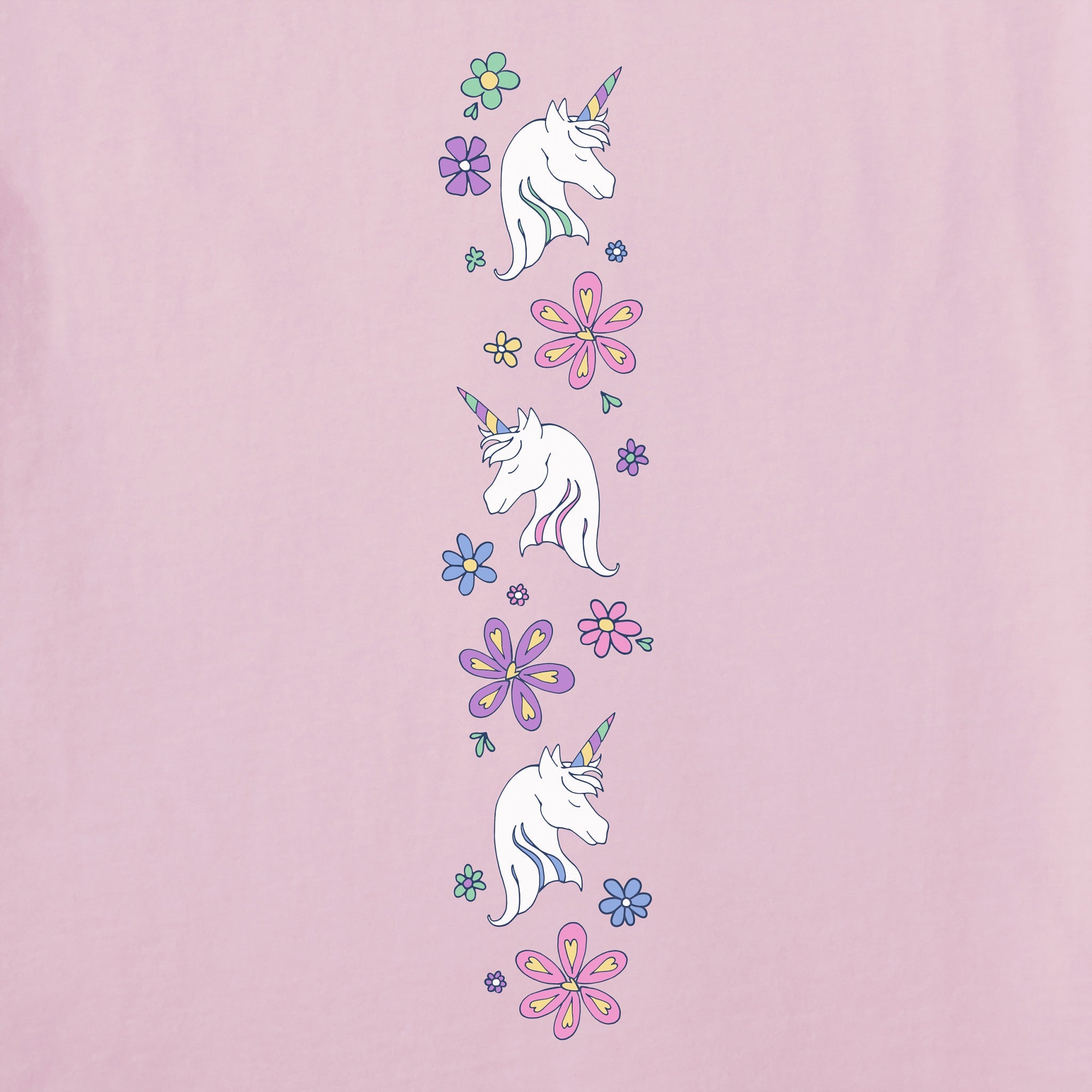 Kids Unicorn Flowers Long Sleeve Crusher Tee
