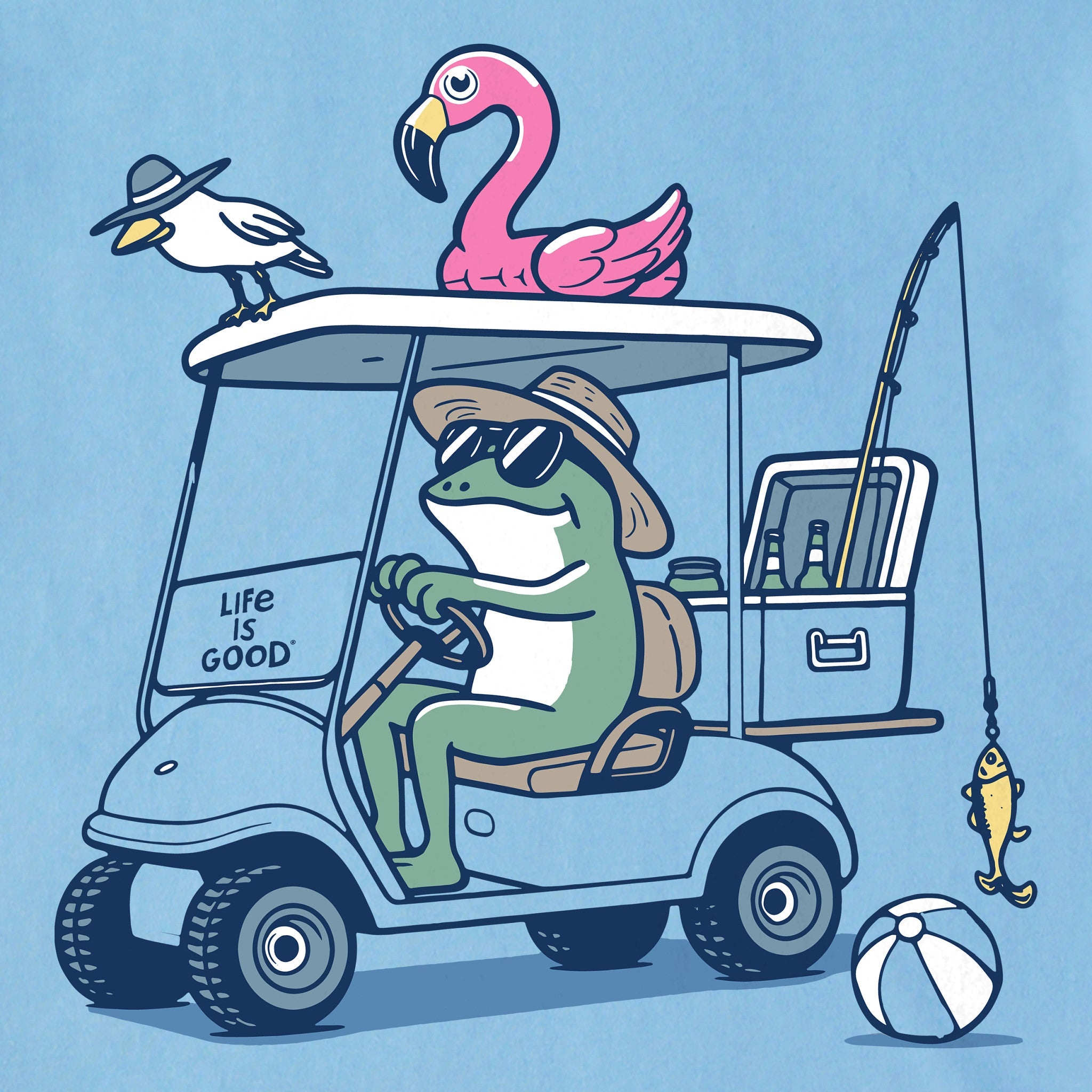 Men's Frog and Flamingo Golf Cart Short Sleeve Tee