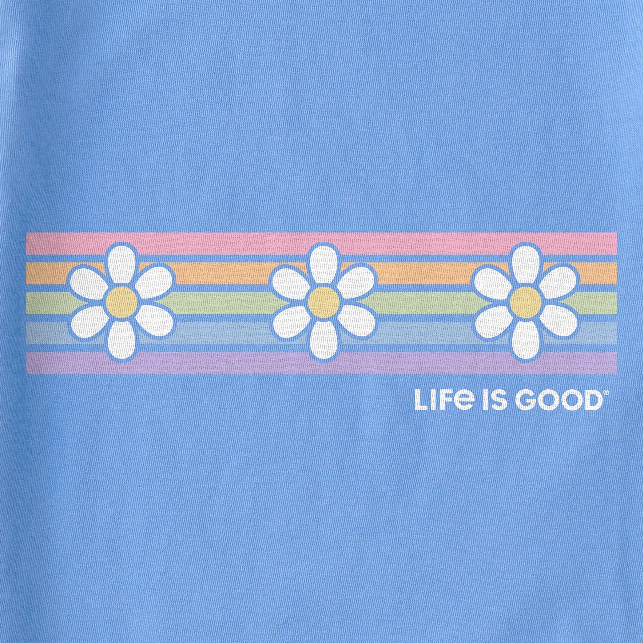 Women's Daisy Stripes Short Sleeve Vee