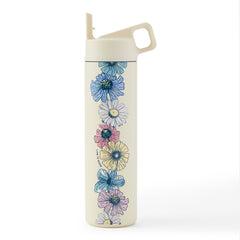 Adult Unisex Detailed Row of Wildflowers 20 oz. Straw Bottle