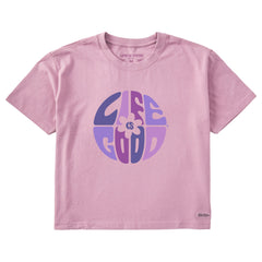 Women's Daisy Circle Psychedelic Short Sleeve Crusher Boxy Tee