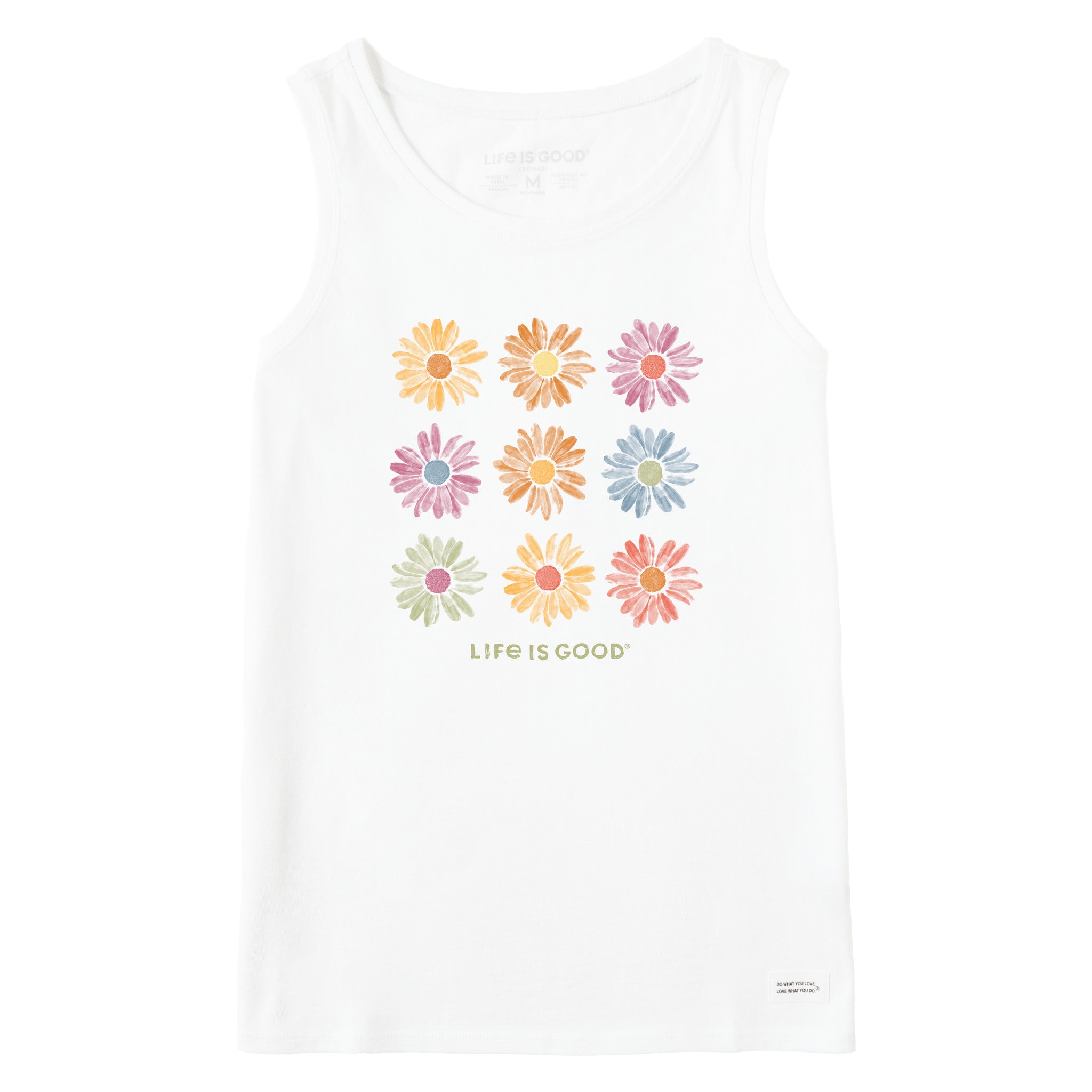 Women's Grid of Painted Daisies Crusher Tank