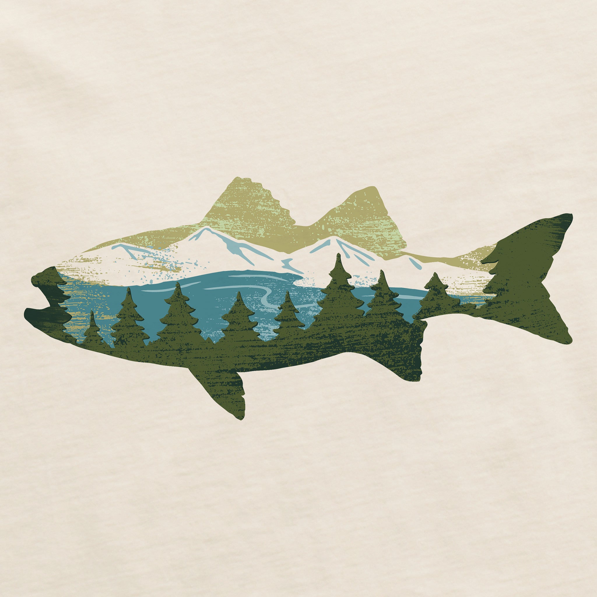 Men's Scenic Pines and Mountain Fish Short Sleeve Crusher Tee