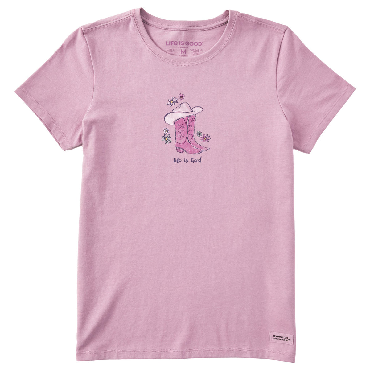 Women's Floral Cowboy Boots Short Sleeve Crusher Tee