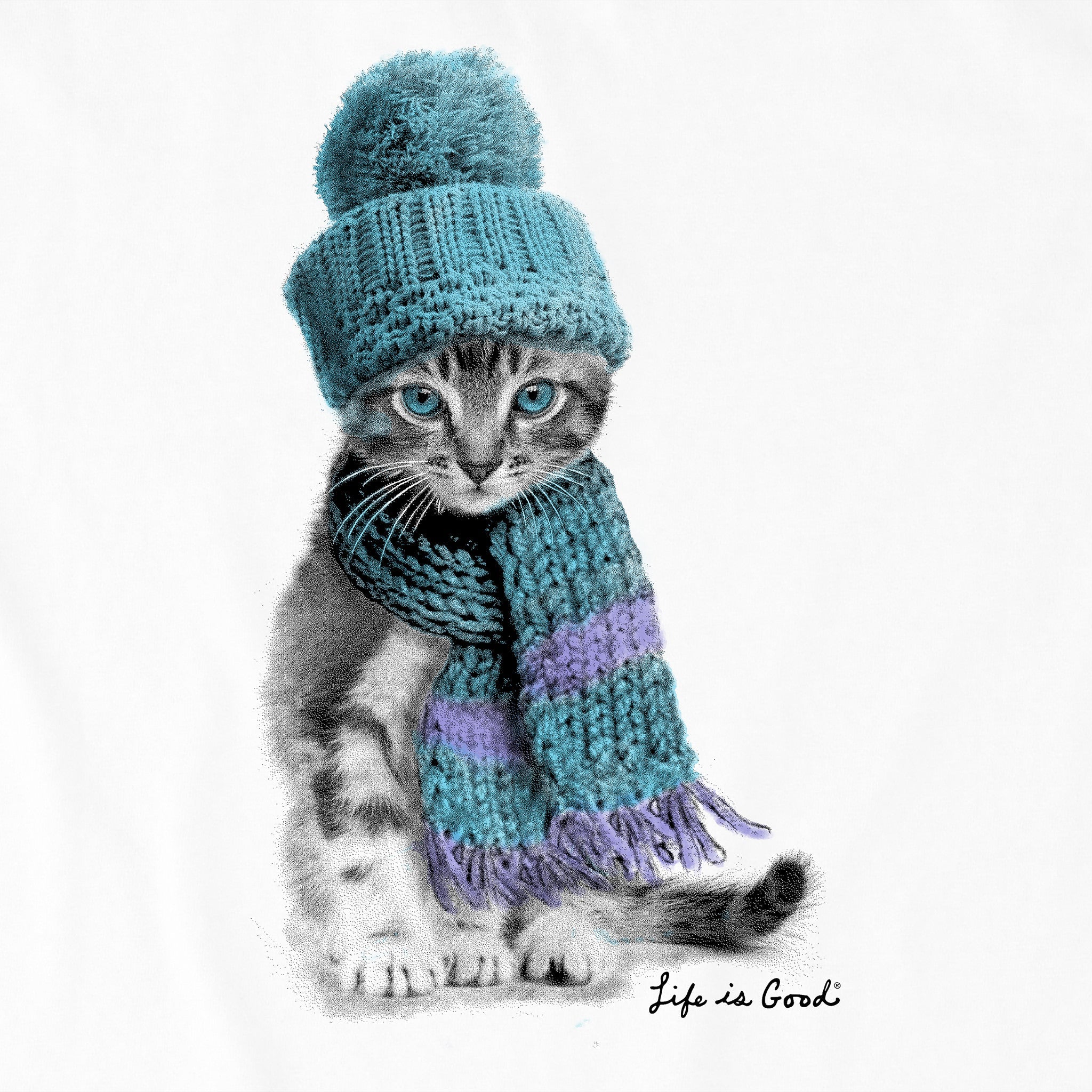 Kids Winter Cat Hat Short Sleeve Crusher Tee