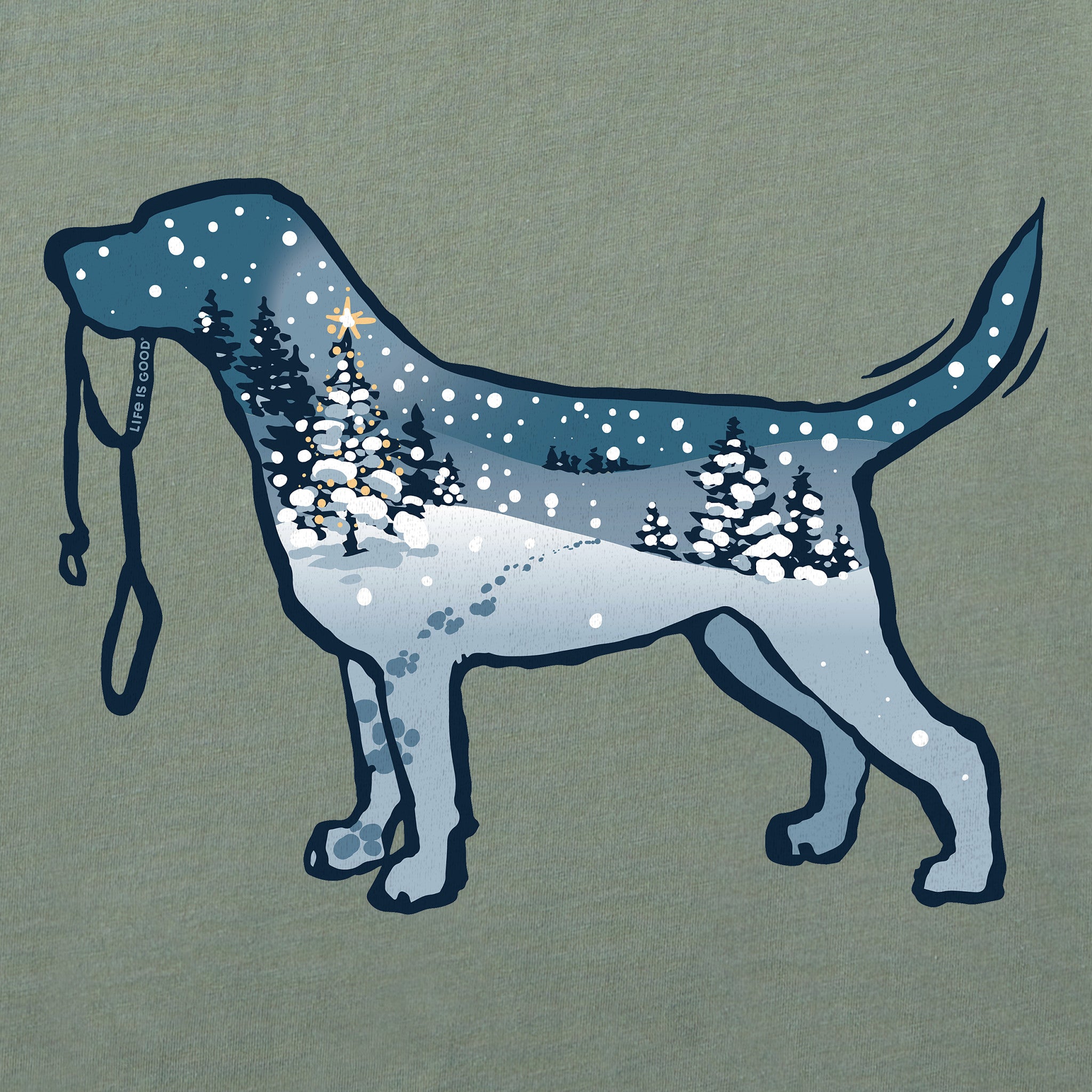 Men's Snowscape Dog Simply True Fleece Hoodie